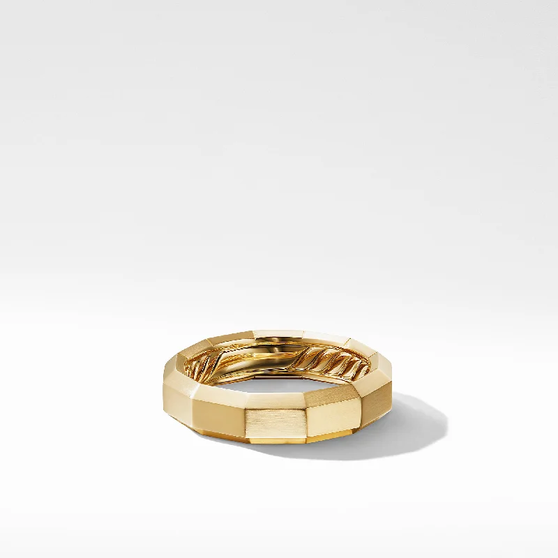 Rings with vine-wrapped bands for nature -Faceted Band Ring in 18K Yellow Gold, Size 11