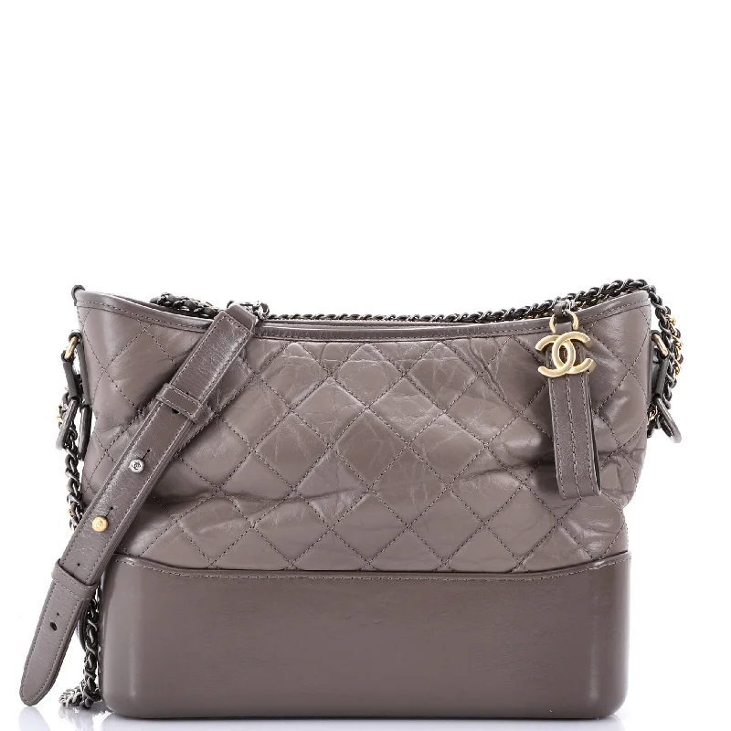 Handle bags with sleek zippers for closure -Gabrielle Hobo Quilted Aged Calfskin Medium