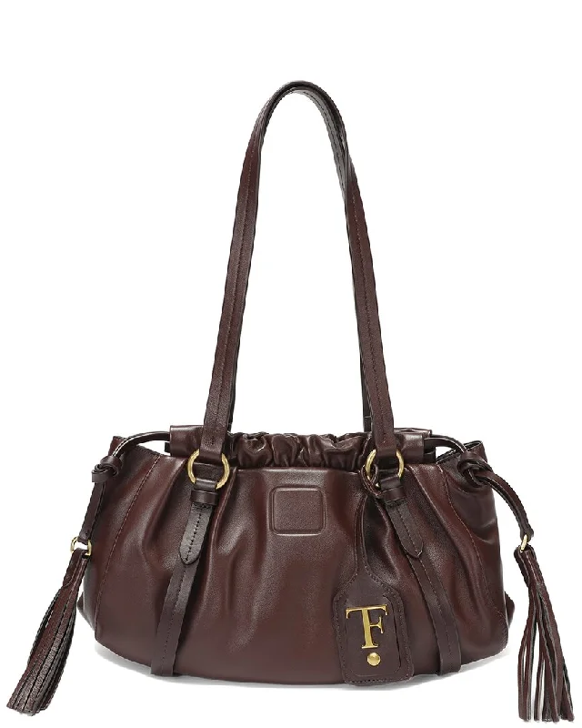 Handle bags with eco-friendly bamboo handles -Tiffany & Fred Paris Leather Hobo Bag