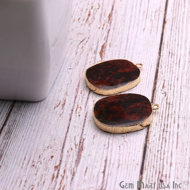 Rings with tiger eye for warm tones -DIY Mahogany Obsidian 27x20mm Gold Electroplated Finding Earing Connector