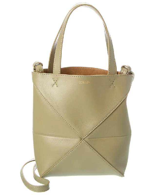 Handle bags with geometric patterns for modernity -DNU Loewe Puzzle Mini Leather Tote