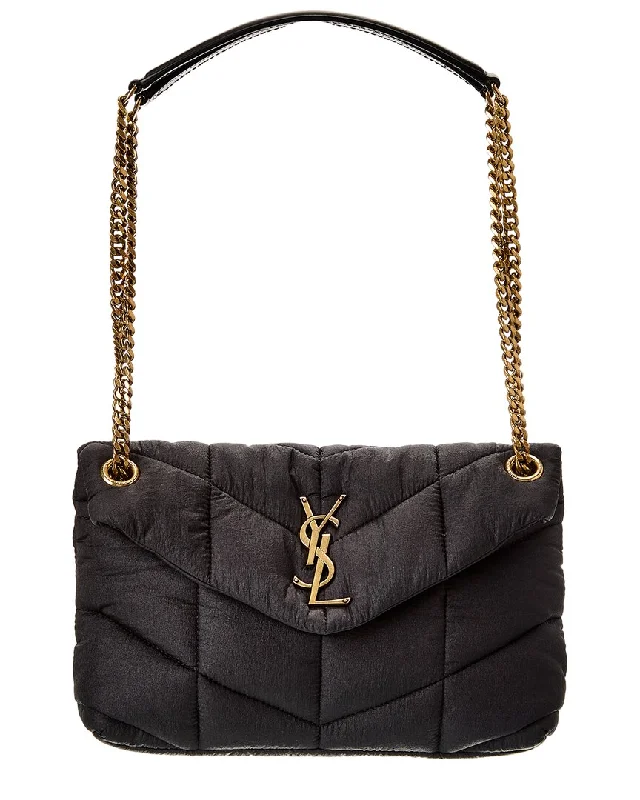 Handle bags with laptop sleeves for work -Saint Laurent Loulou Puffer Small Nylon & Leather Shoulder Bag