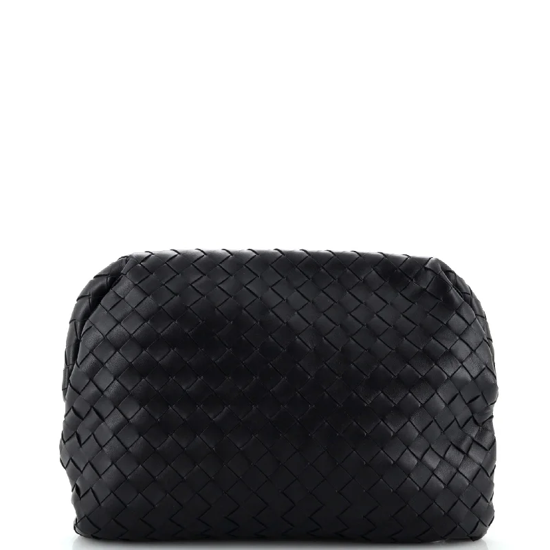 Handle bags with bold stripes for trendiness -Frame Clutch Intrecciato Leather Large