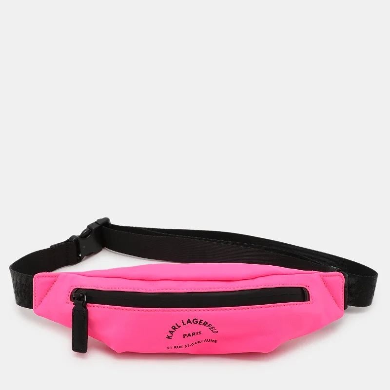 Handle bags with sleek silhouettes for fashion -Karl Lagerfeld Neon Pink Nylon Rue St. Guillaume Belt Bag