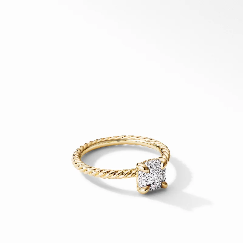 Rings with polished opal for iridescent beauty -Châtelaine® Ring in 18K Yellow Gold with Full Pavé Diamonds, Size 7