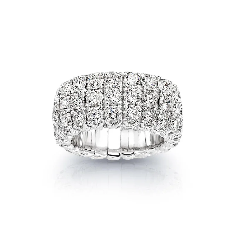 Rings with delicate filigree sapphire settings -3-Row Round Diamond Xpandable™ Bridal Ring