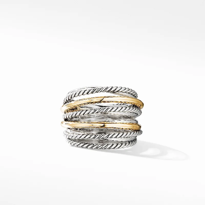 Chunky rings with hammered gold band texture -David Yurman   Ring in Silver and 18-Karat Yellow Gold