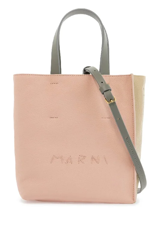 Handle bags with bold stripes for trendiness -Marni Women's pink And  Calfskin Shopping Bag With  Handles