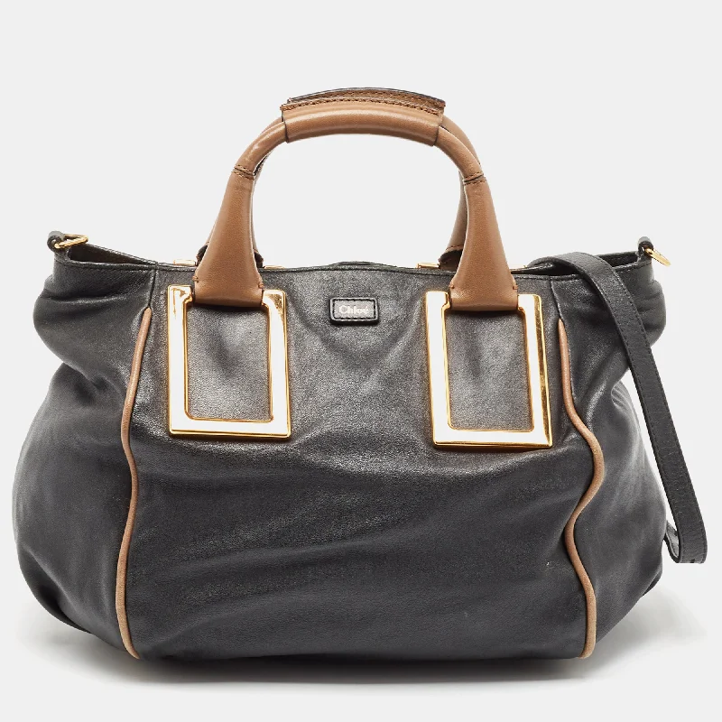 Small handle bags perfect for quick trips -Chloe Black/beige Leather Medium Ethel Satchel