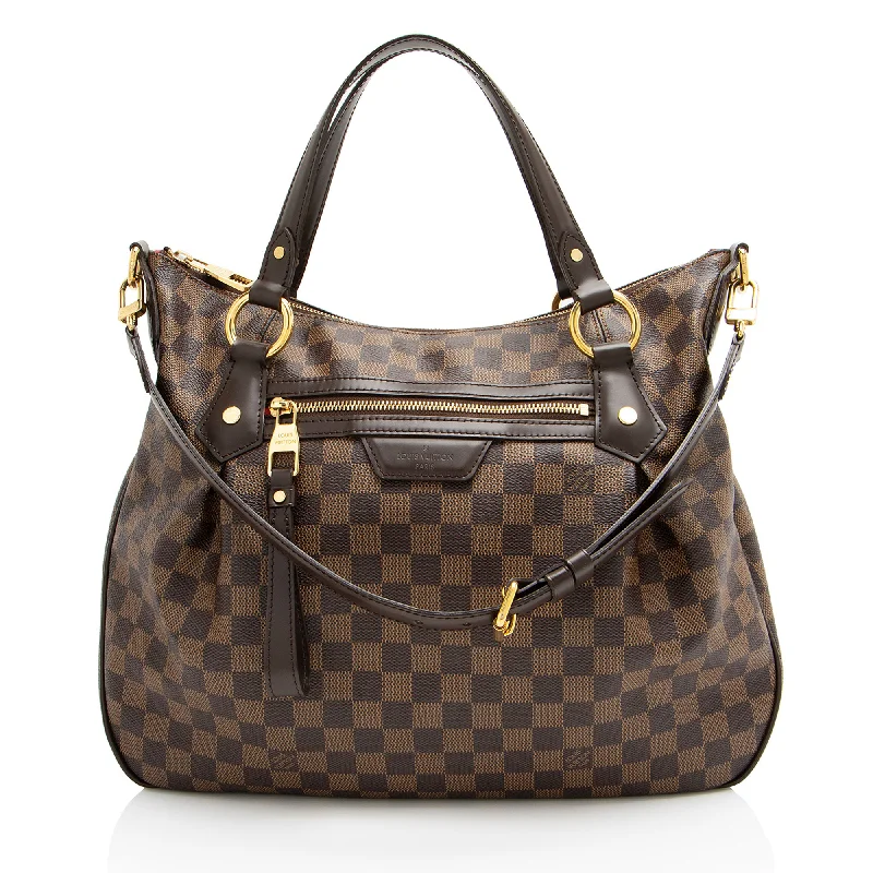 Handle bags with camouflage patterns for edge -Louis Vuitton Damier Ebene Evora MM Shoulder Bag