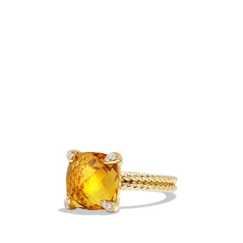 Rings with infinity loops for timeless love -Ring Citrine and Diamonds in 18K Gold, Size 7