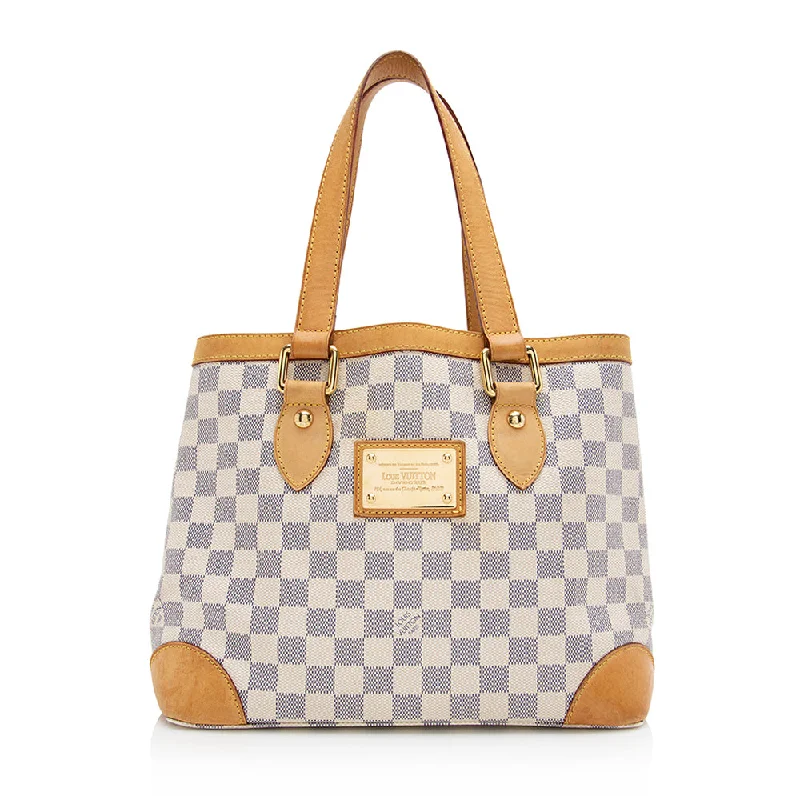 Handle bags with bohemian tassel embellishments -Louis Vuitton Damier Azur Hampstead PM Tote