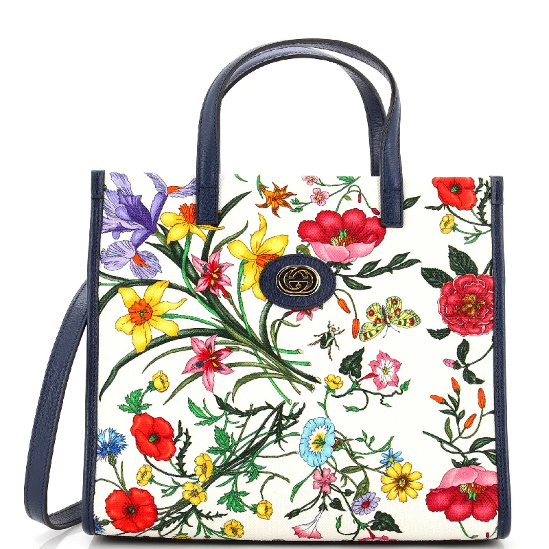 Handle bags with modern cutouts for style -Convertible Tote Flora Canvas Medium