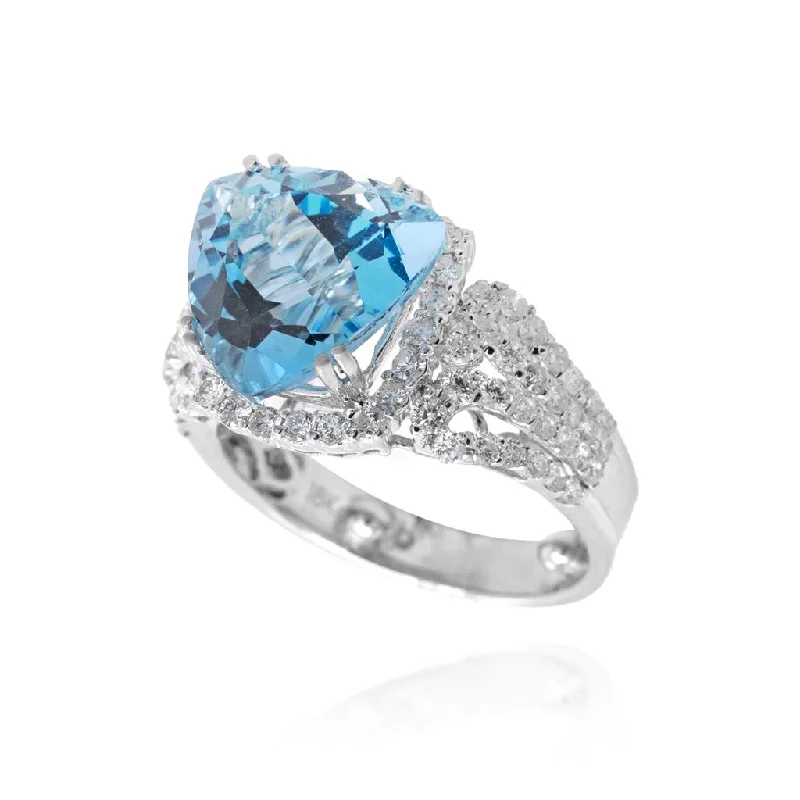 Rings with spiral ruby for bold twist -Blue Topaz Diamond Ring