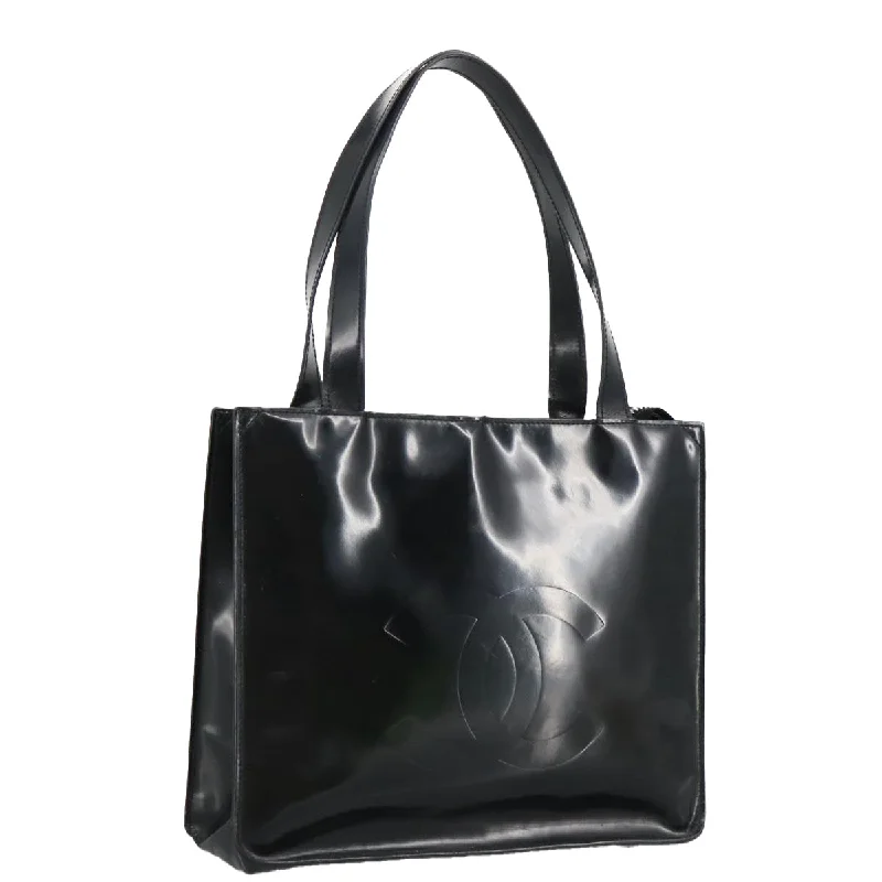 Handle bags with minimalist sleek silhouettes -Chanel Coco Mark  Patent Leather Tote Bag (Pre-Owned)