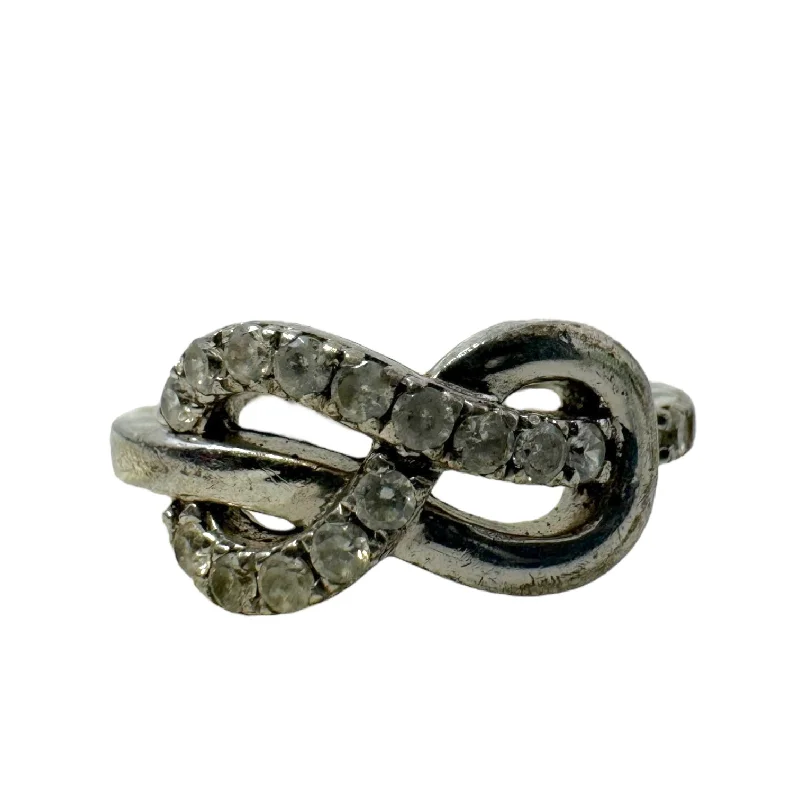 Rings with black diamond for striking contrast -Infinity Knot Ring In Sterling Silver By MH 925, Size: 5.5