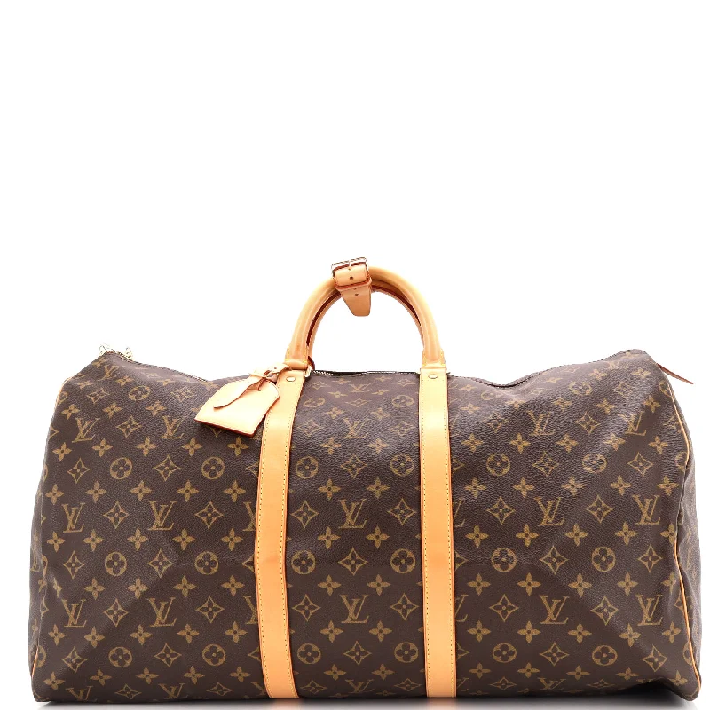 Handle bags with monogram designs for personalization -Keepall Bag Monogram Canvas 55