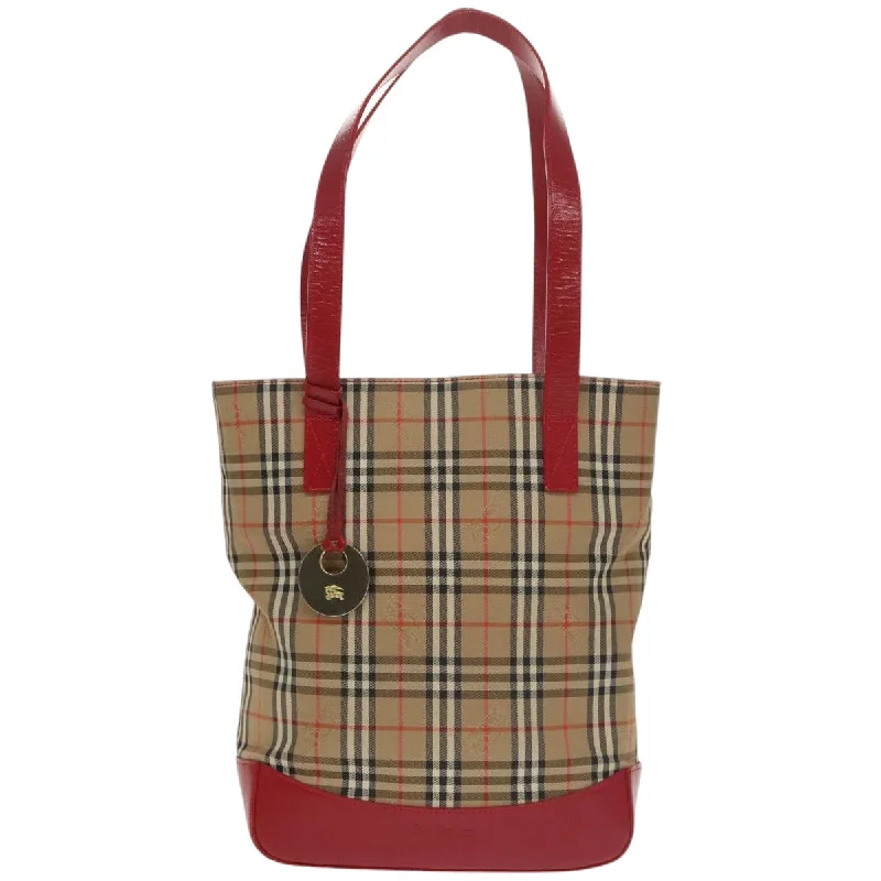 Handle bags with bright accents for pop -Burberry Nova Check  Canvas Tote Bag (Pre-Owned)