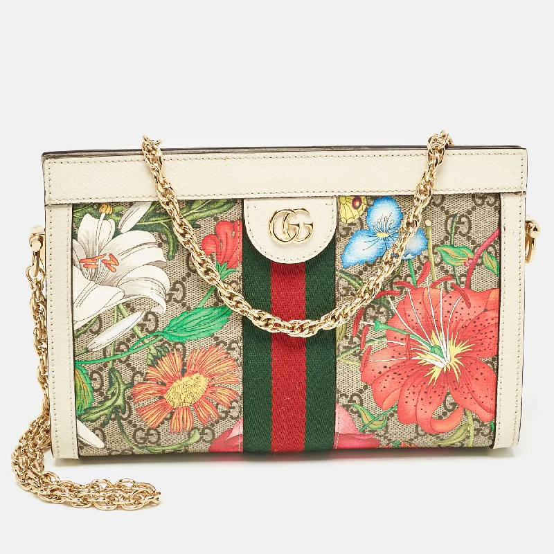 Handle bags with vibrant colors for boldness -Gucci Multicolor Flora Gg Supreme Canvas Small Ophidia Shoulder Bag