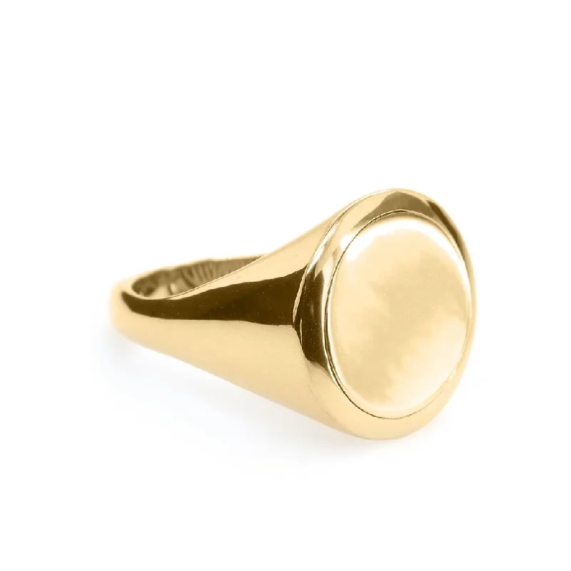 Rings with black diamond for striking contrast -Yellow Gold Signet Ring