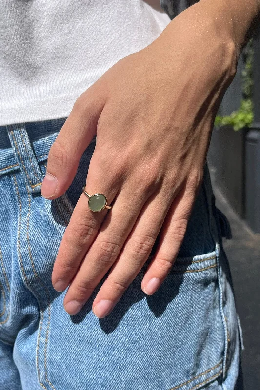 Handcrafted rings with raw emerald rough stones -Jade Ring