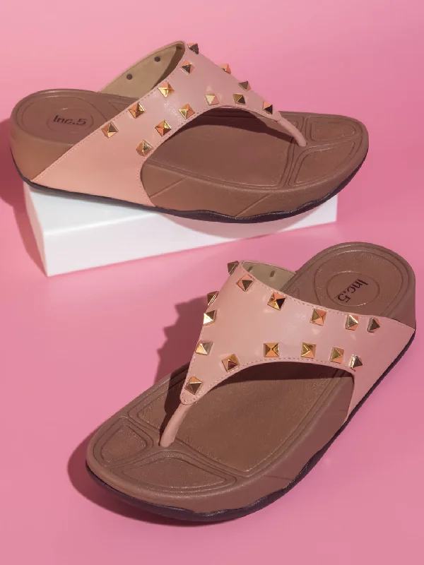 Comfortable sandals for women with adjustable Velcro straps for a perfect fit-Women Peach Comfort Heels