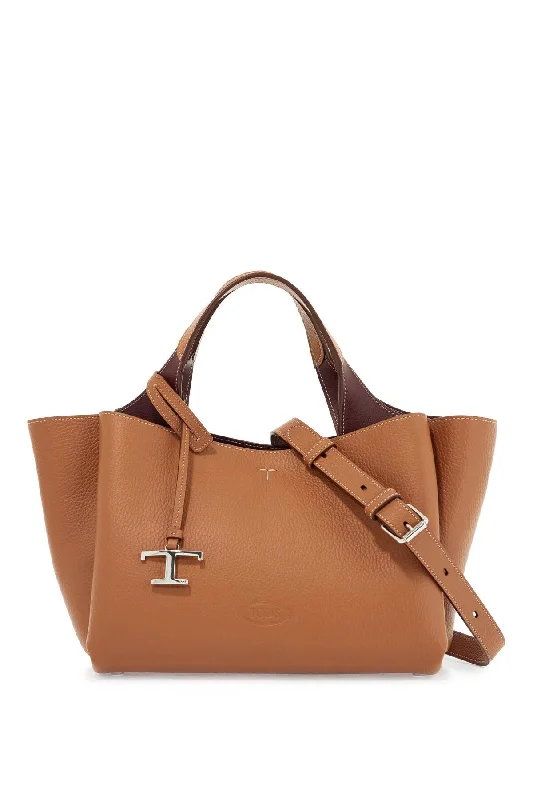 Handle bags with hidden pockets for security -Tod's Light Brown Calfskin Mini Handbag With 2 Handles And Shoulder Strap