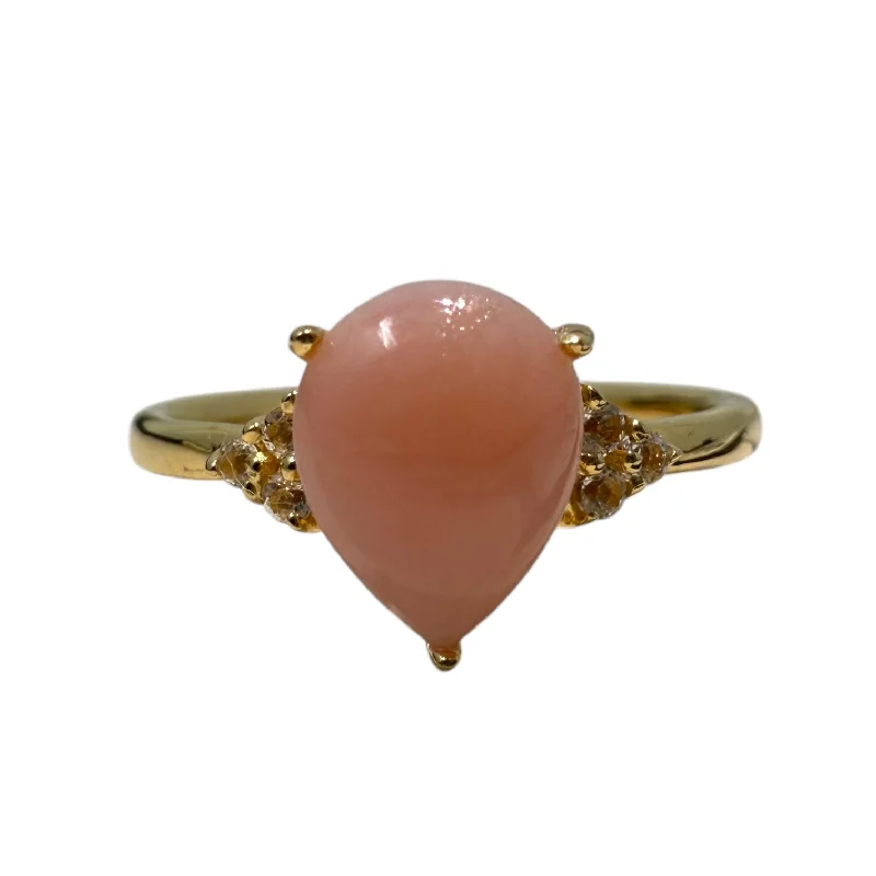 Rings with knot motifs for symbolic love -Pink Opal & Gold Over Sterling Silver Ring By Unbranded, Size: 8