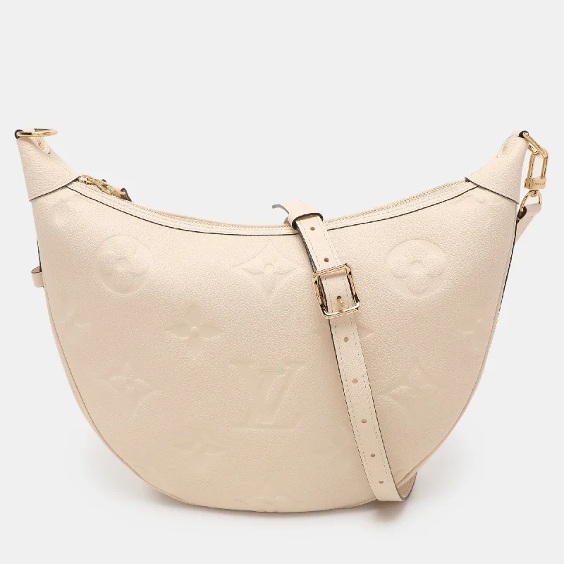 Handle bags with padded handles for comfort -Louis Vuitton Creme Empreinte Leather Loop Hobo