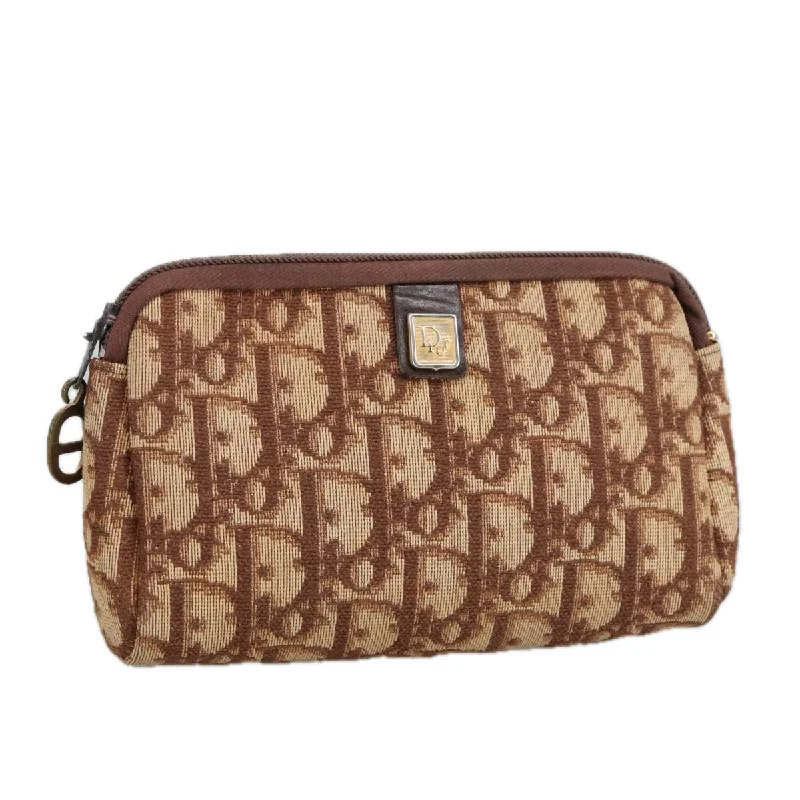 Handle bags with expandable sides for flexibility -Dior Oblique  Canvas Clutch Bag (Pre-Owned)