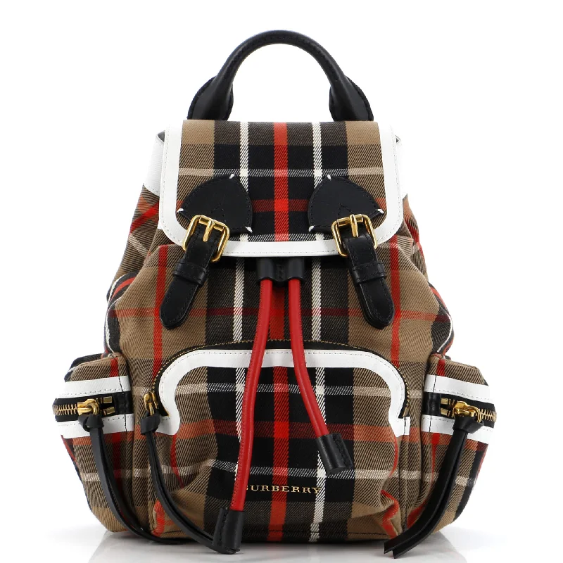 Handle bags with neutral tones for versatility -Rucksack Backpack Tartan Cotton Medium