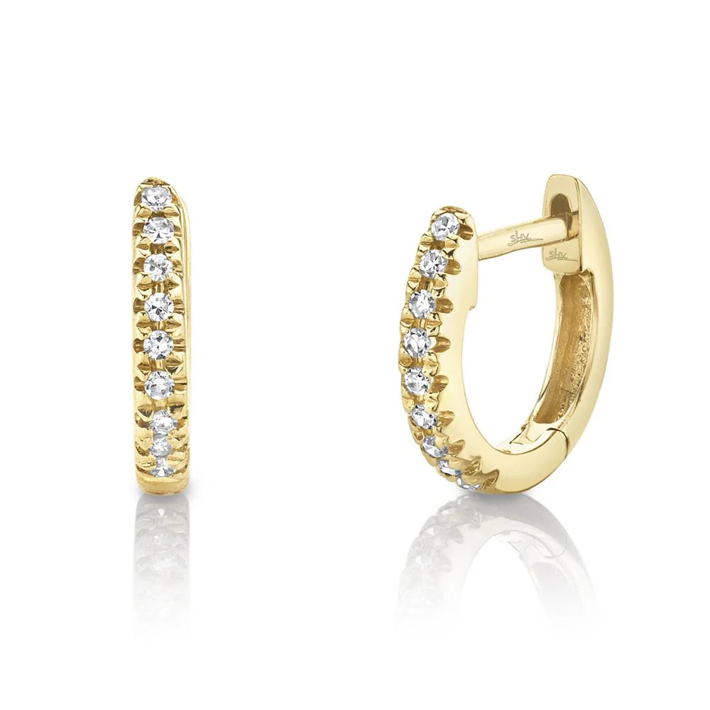 Rings with polished onyx for sleek contrast -0.04ctw Diamond Huggie Earring