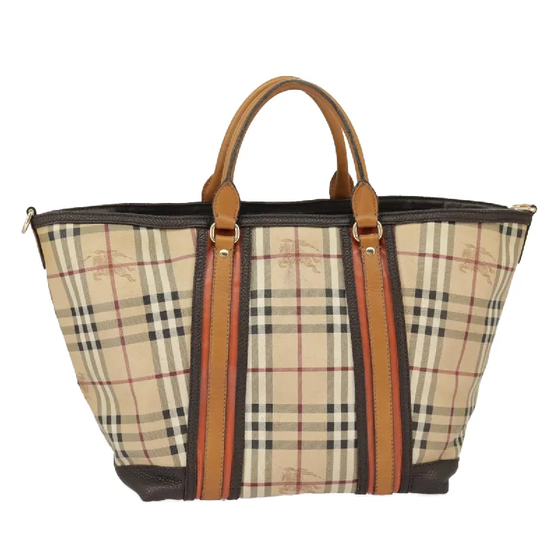 Handle bags with bright accents for pop -Burberry Haymarket  Canvas Tote Bag (Pre-Owned)