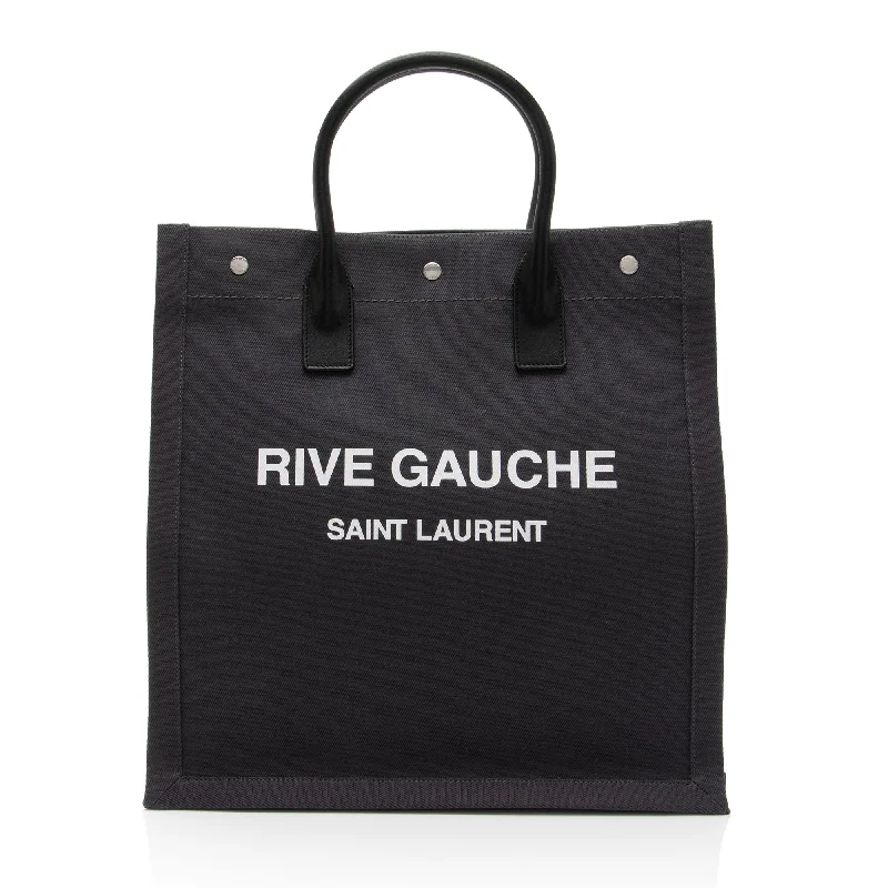 Handle bags with minimalist sleek silhouettes -Saint Laurent Linen Calfskin Rive Gauche N/S Tote