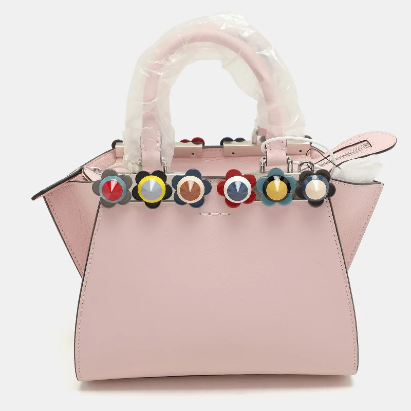 Handle bags with neutral tones for versatility -Fendi Pink Leather Mini Studded 3Jours Tote