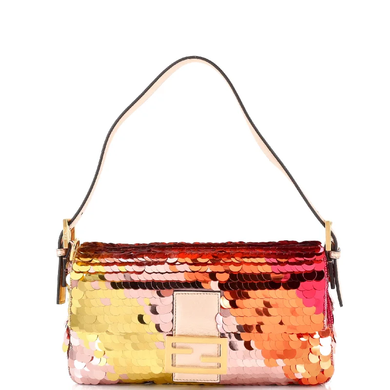 Handle bags with sleek zippers for closure -Baguette 1997 Bag Sequin Embellished Satin Medium