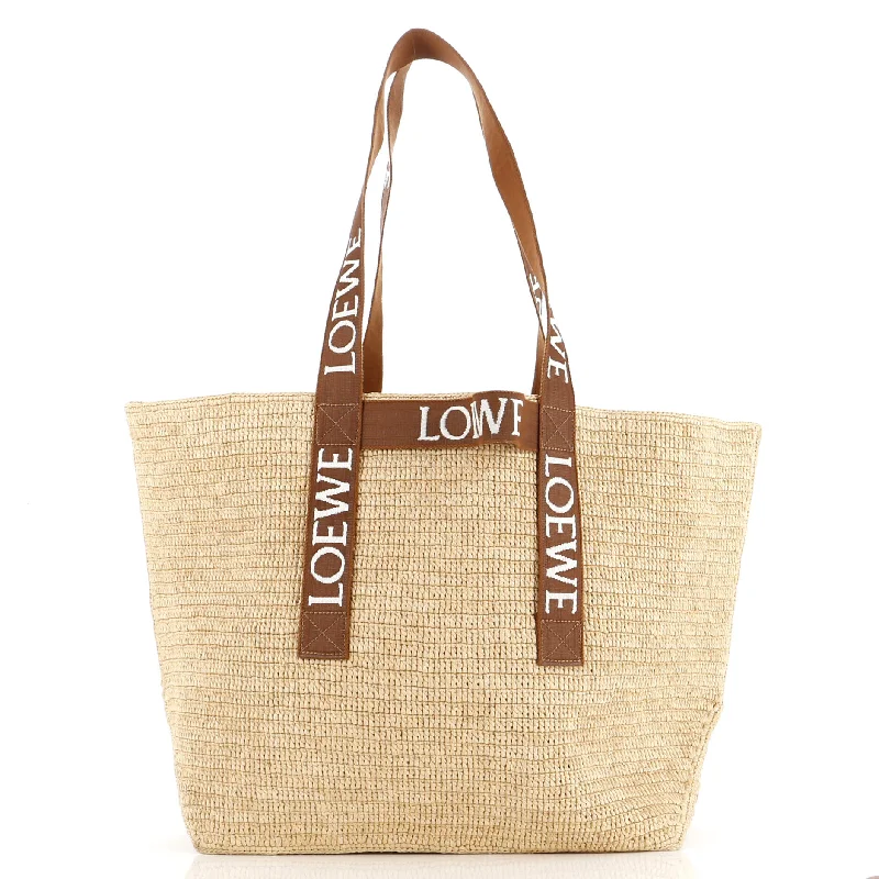 Handle bags with detachable pouches for versatility -Fold Logo Strap Tote Raffia Medium