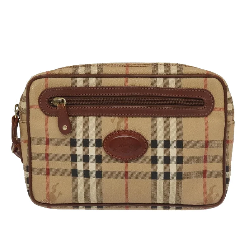 Handle bags with neutral tones for versatility -Burberry Nova Check  Canvas Clutch Bag (Pre-Owned)