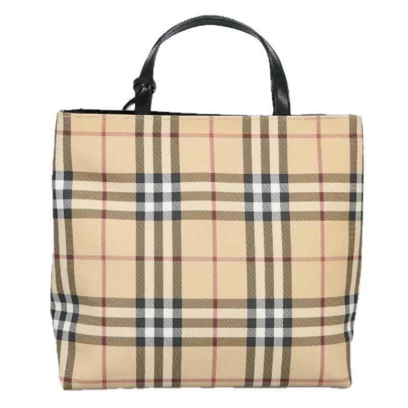 Handle bags with bold logos for branding -Burberry Nova Check  Canvas Tote Bag (Pre-Owned)