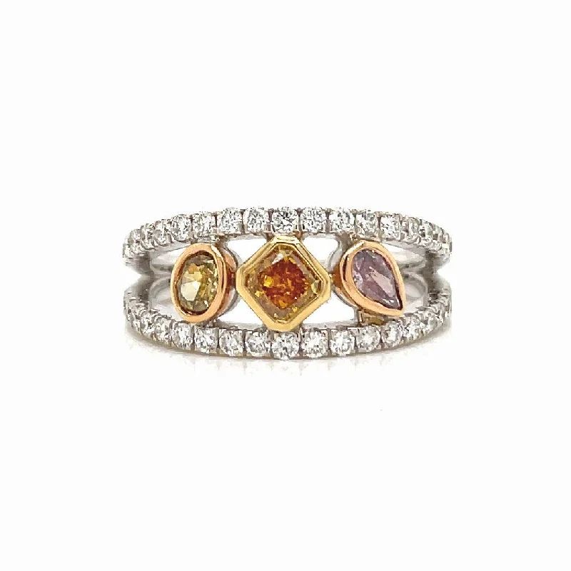 Rings with sunstone gems for fiery sparkle -Three Stone Fashion Ring