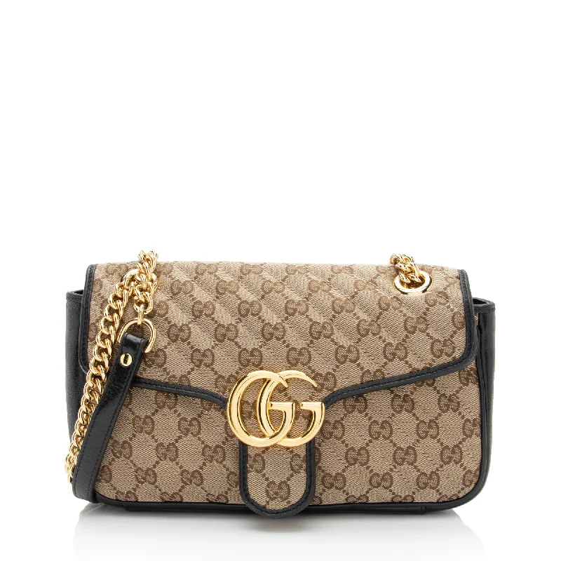 Handle bags with vintage vibes for nostalgia -Gucci GG Canvas GG Marmont Small Flap Shoulder Bag