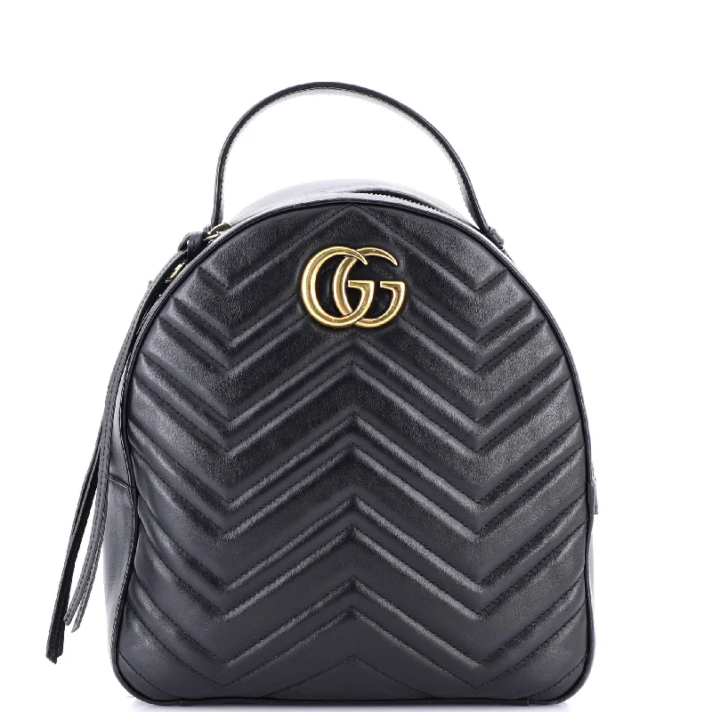 Handle bags with holiday themes for festivities -GG Marmont Backpack Matelasse Leather Small