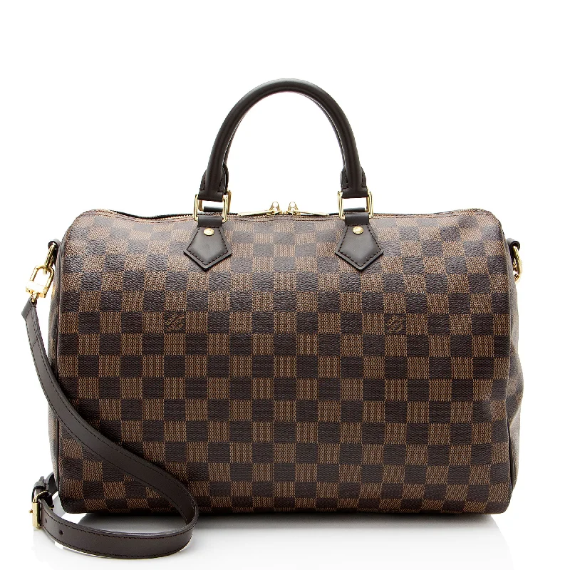 Handle bags with soft fabric for comfort -Louis Vuitton Damier Ebene Speedy Bandouliere 35 Satchel