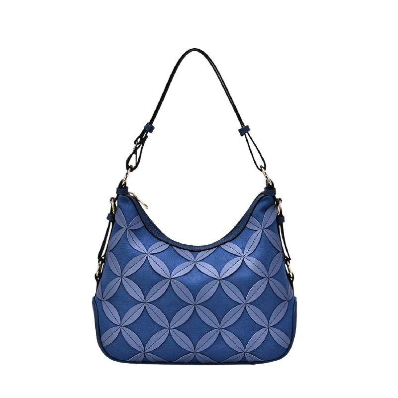 Vegan leather handle bags for eco-friendly chic -Women's Rococo Leaf Hobo Bag In Blue