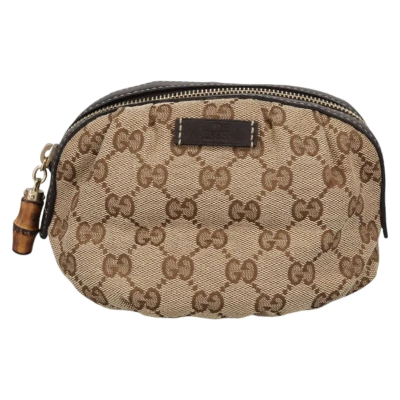 Handle bags with sturdy leather grip accents -Gucci Bamboo  Canvas Clutch Bag (Pre-Owned)