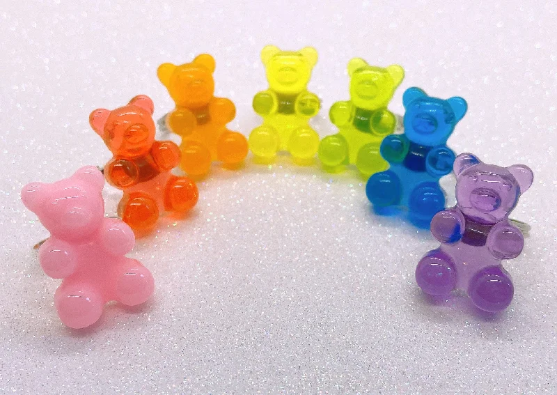 Rings with hexagon-cut stones for trendiness -Instant Shipping! Gummi Bear Ring (7 Colors)