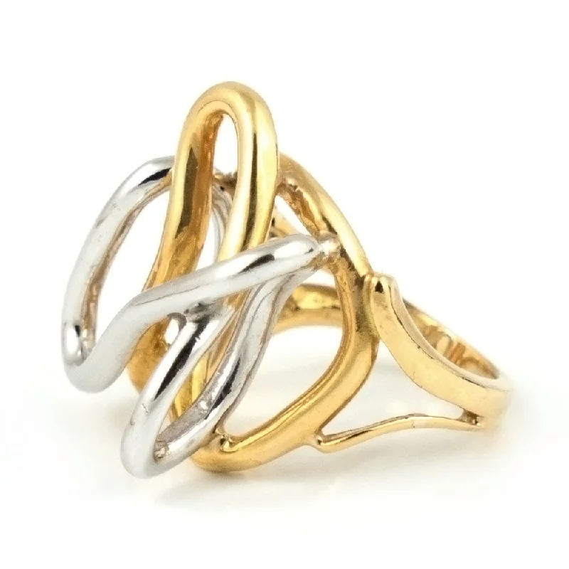 Rings with star sapphire for unique glow -Modern Abstract Ring in 18k White & Yellow Gold