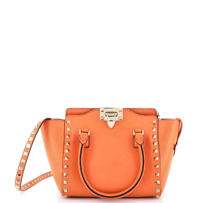 Handle bags with sleek silhouettes for fashion -Rockstud Tote Rigid Leather Small