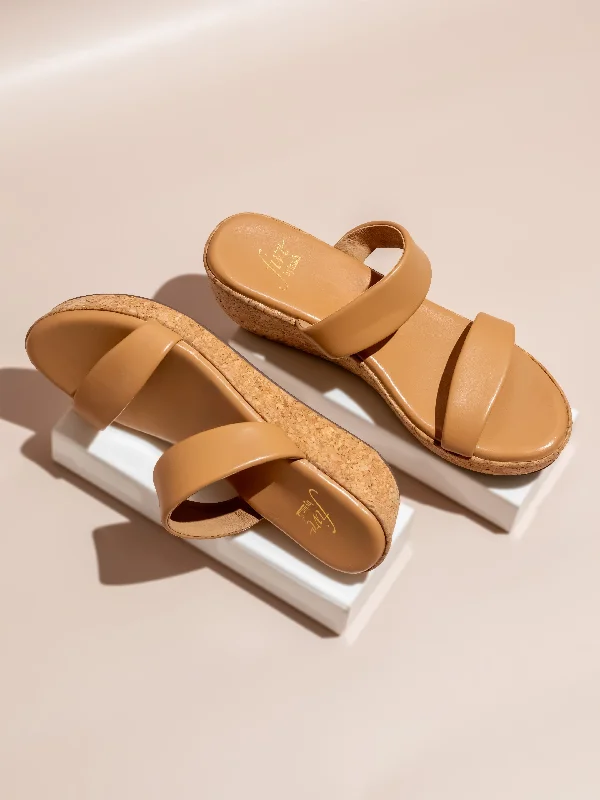 Waterproof sandals for women with durable straps and slip-resistant soles-Women Beige Solid Open Toe Cork Finish Wedge Heels