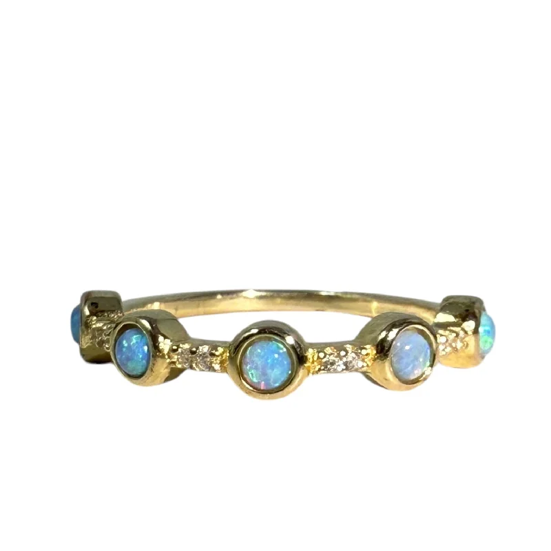 Rings with blue quartz for cool tones -Gold Over Sterling Opal Ring Unbranded, Size: 7